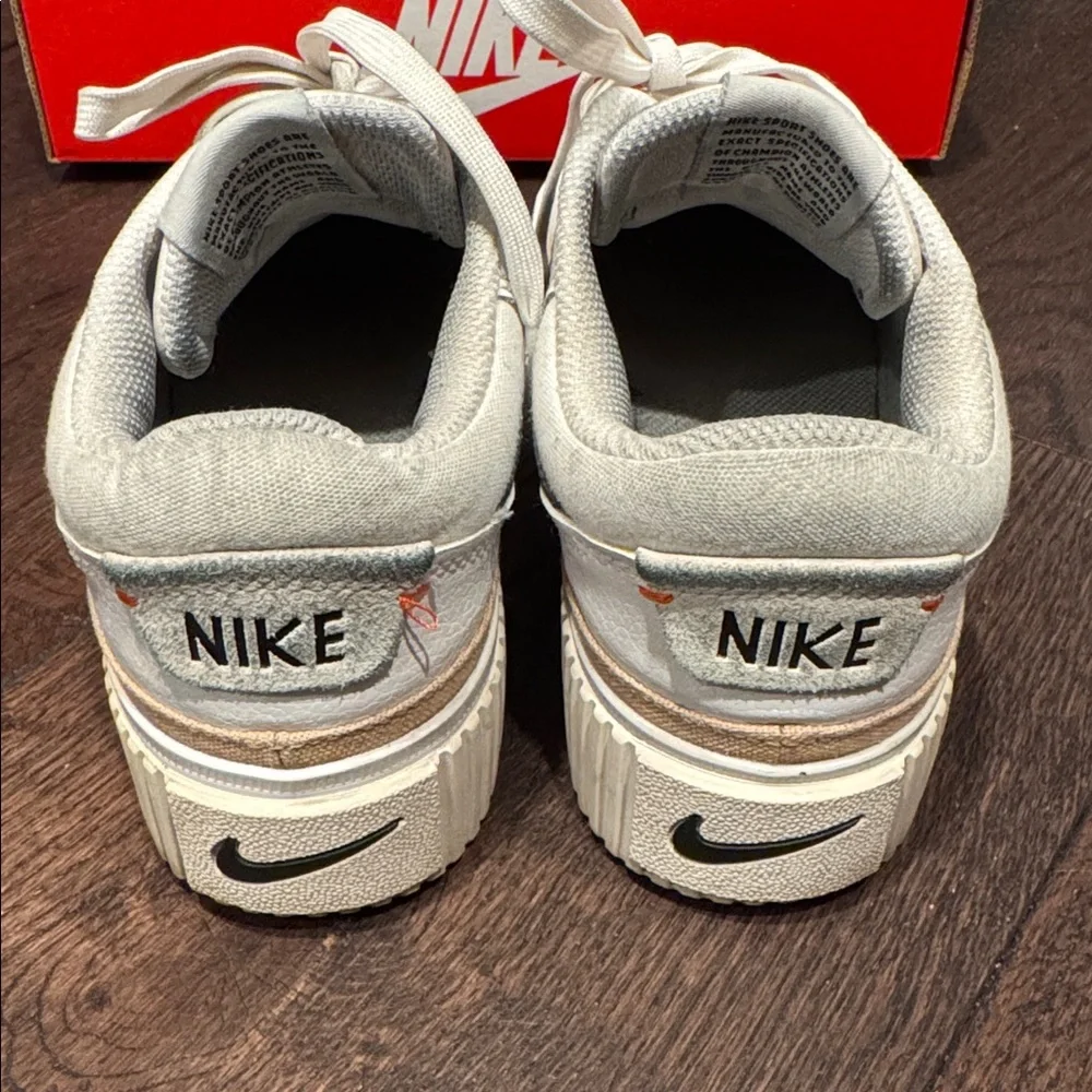 Nike Women's White Black Tan Platform Sneakers - Picture 5 of 9